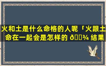 火和土是什么命格的人呢「火跟土命在一起会是怎样的 🌾 结果」